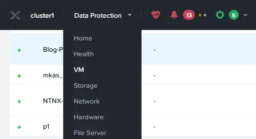 Opening the VM menu