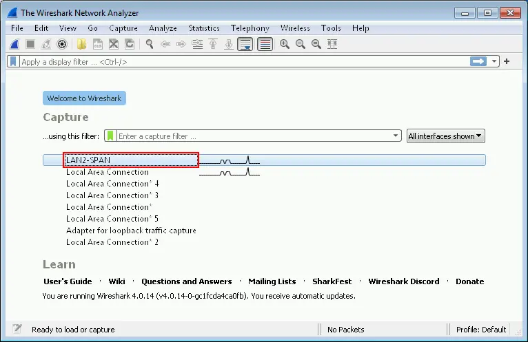 Selecting a network adapter for traffic analyzing