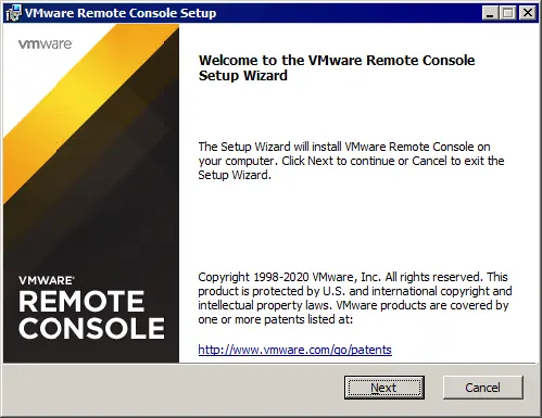 Starting the VMRC installation process