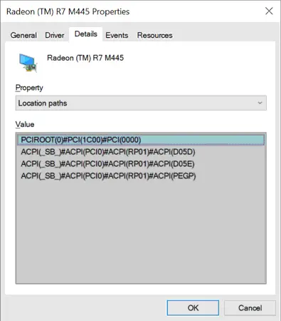 Viewing a location path of a video card