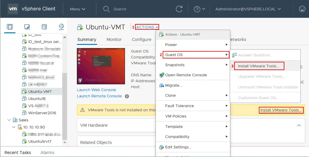 How to install VMware Tools on a Linux VM