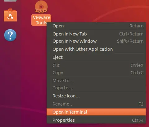 Open Terminal to install VMware Tools in Linux