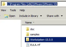 Renaming the Workstation subfolder in the VMware VIX folder