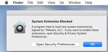 system extension is blocked message