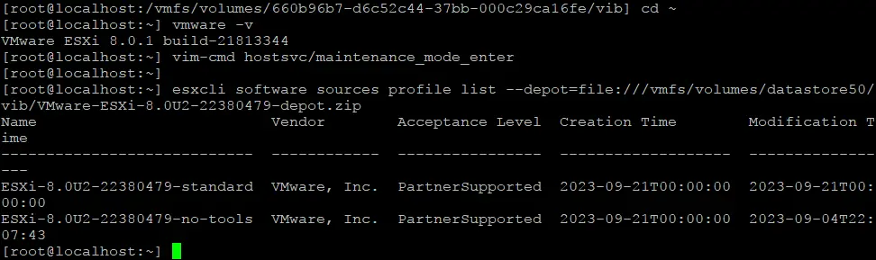 Afficher les profils d'image ESXi dans un dépôt de fichiers zip local