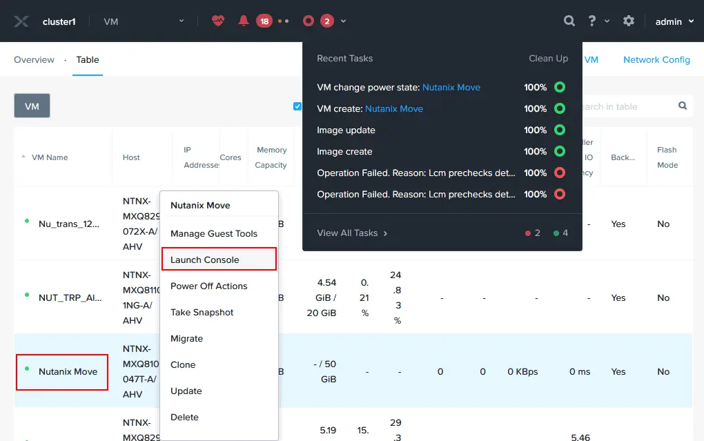 Conectar con la máquina virtual Nutanix Move
