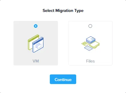 Selección del tipo de migración de máquinas virtuales