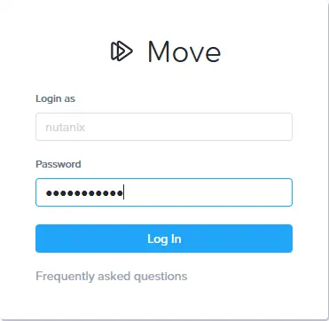Inicio de sesión en Nutanix Move