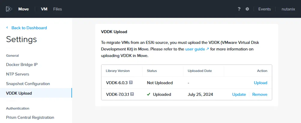 Se carga la versión correcta de VDDK