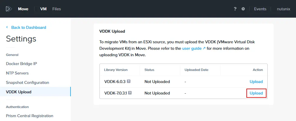 Carga del kit de desarrollo de disco virtual VMware (VDDK)