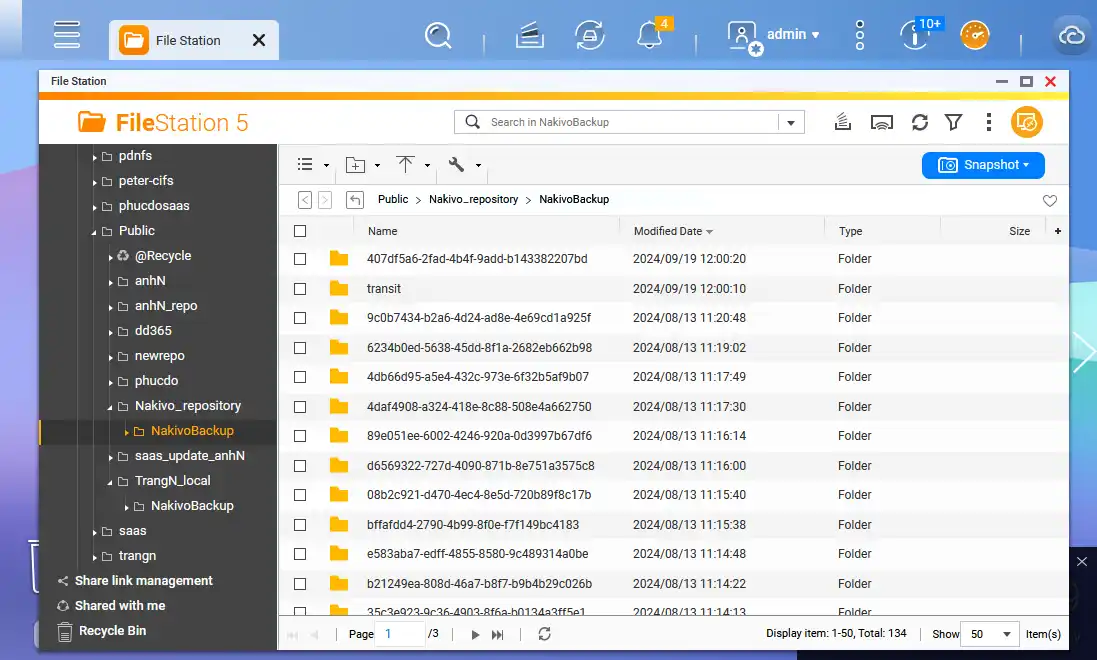 A NAKIVO backup repository on NAS
