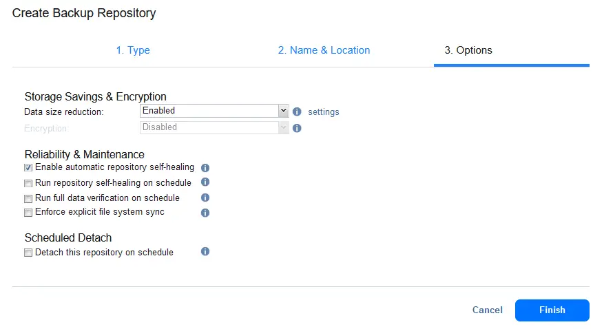 Backup repository options