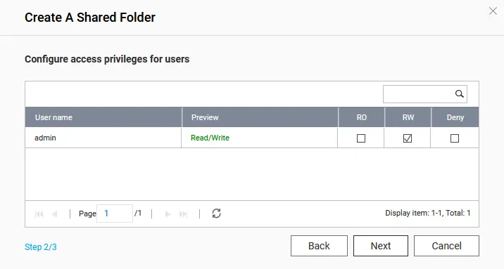 Configuring access privileges for users