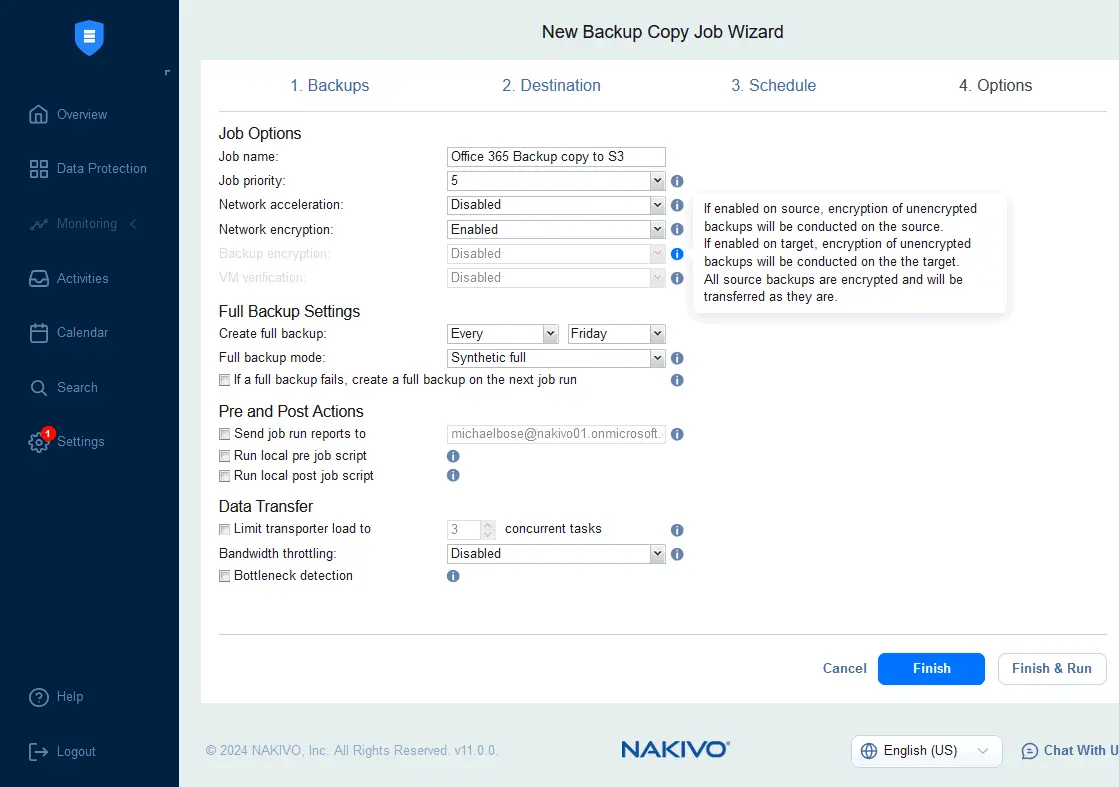 Configuring backup copy job options