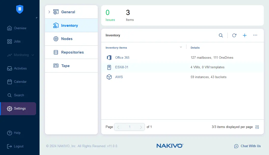 Configuring the NAKIVO inventory for Microsoft 365 backup