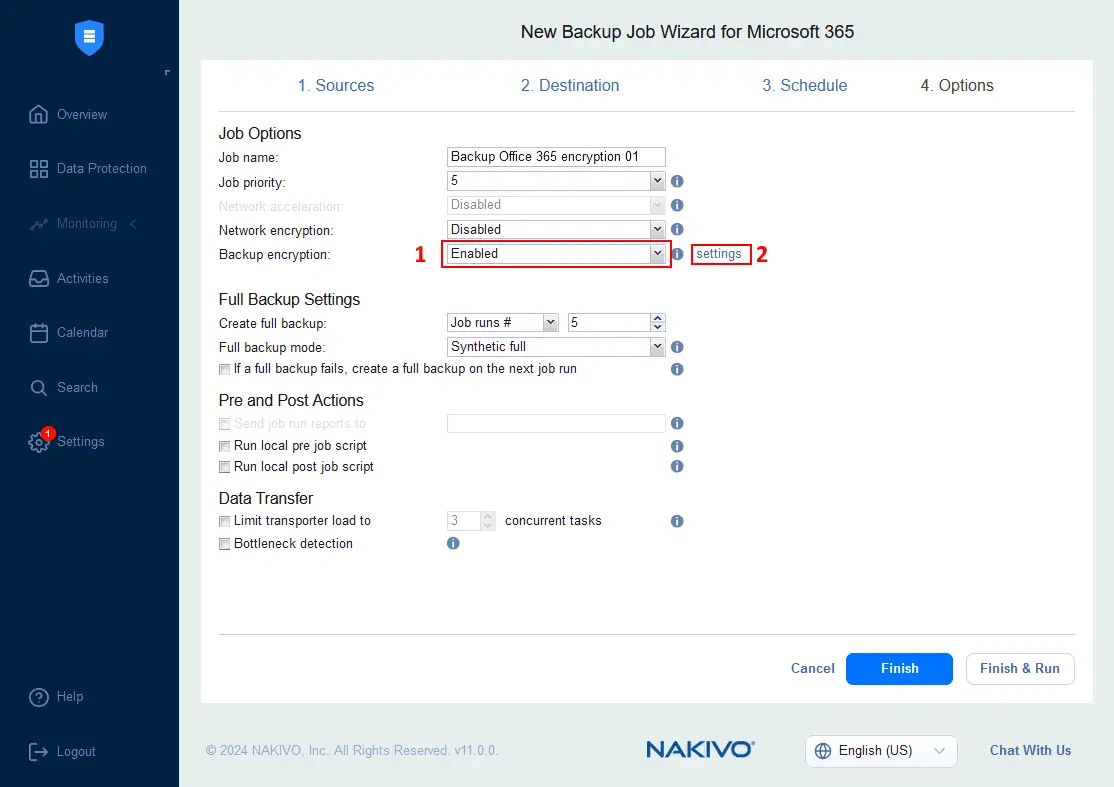 Enabling backup encryption