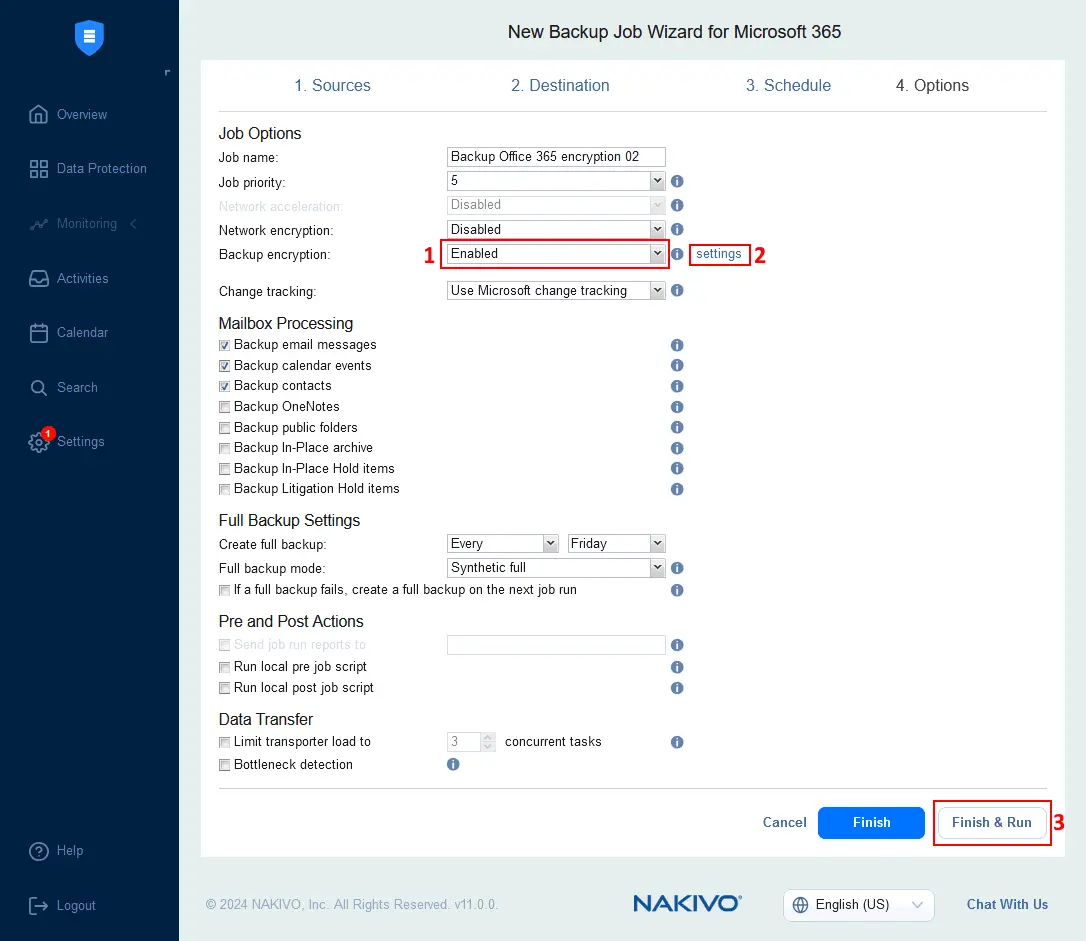 Enabling Microsoft 365 backup encryption in the cloud