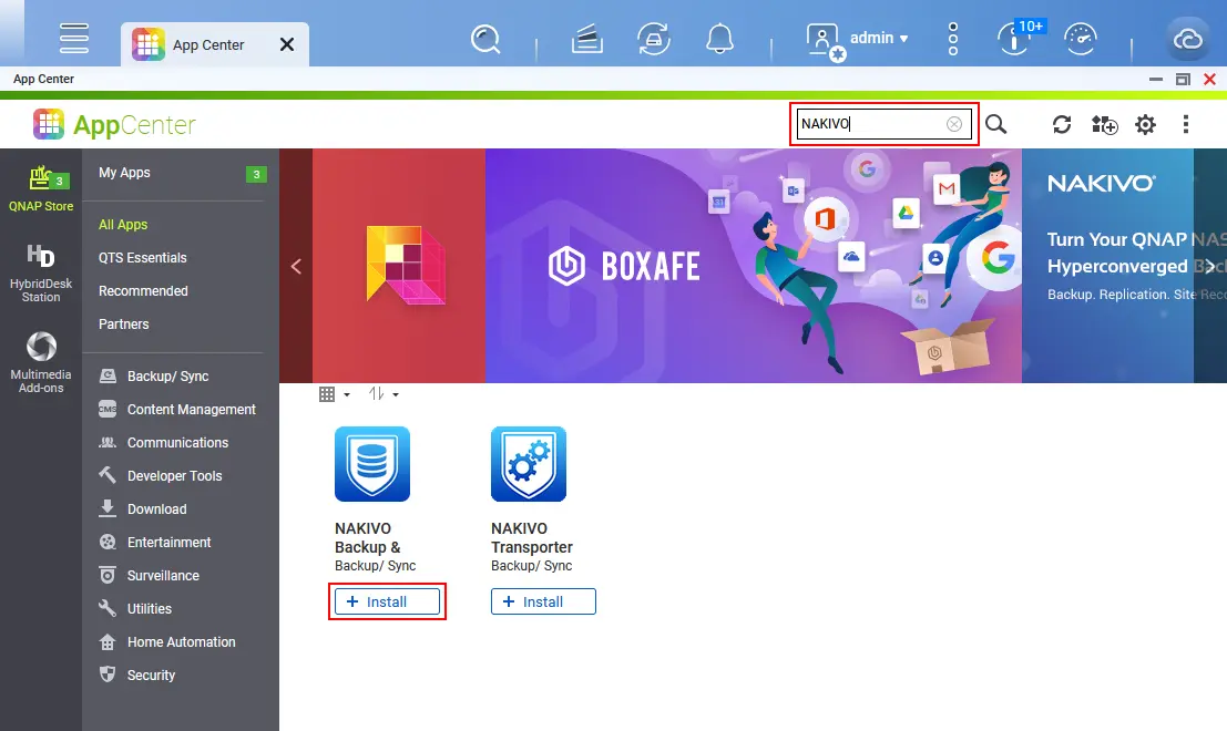 Installing the NAKIVO solution on QNAP NAS