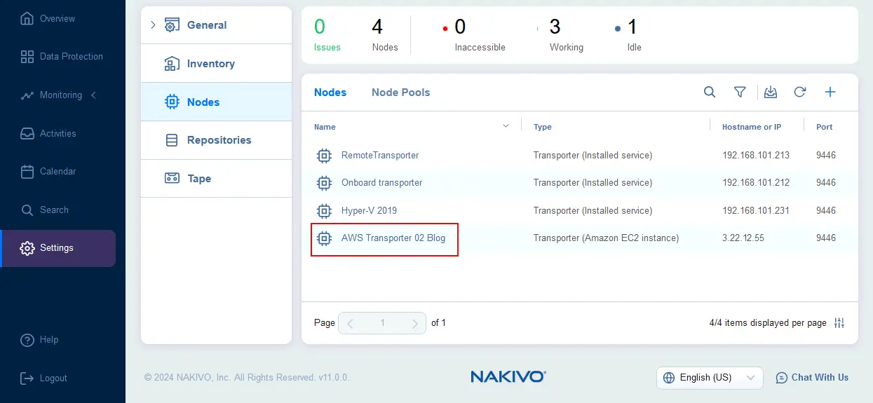 The Transporter is deployed in AWS