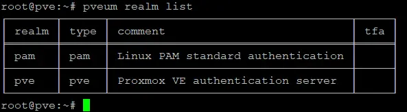 Checking the Proxmox authentication realm configuration