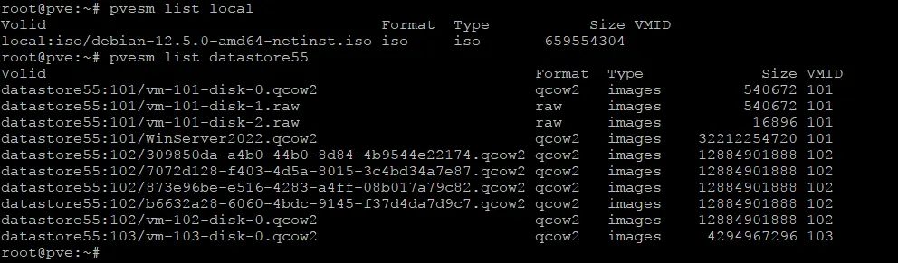 Listing resources on the local storage
