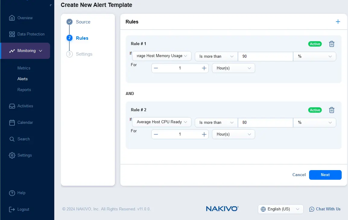 Adding rules to configure alerts
