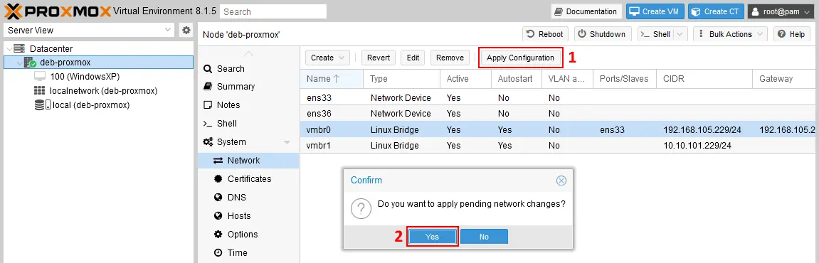 Applying network changes