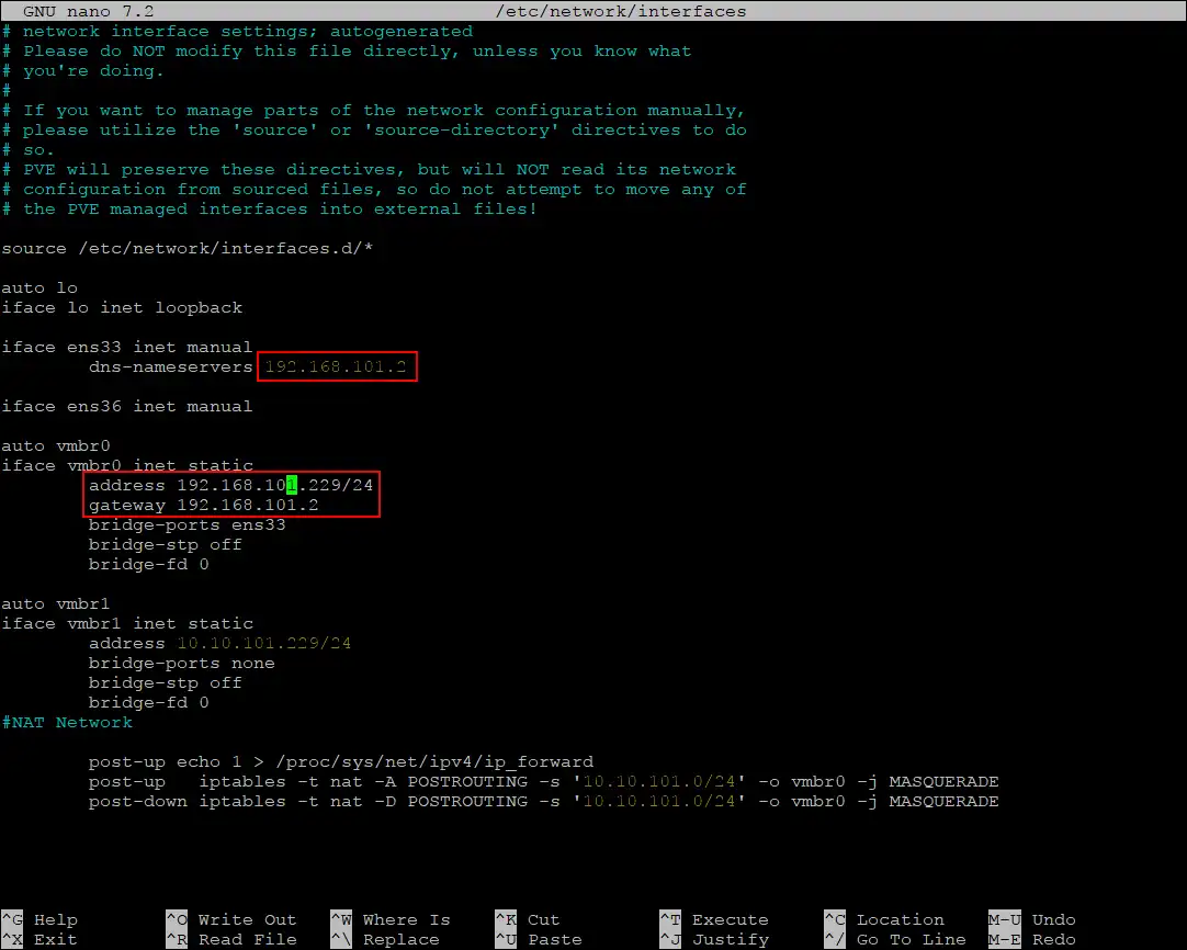 How to change Proxmox IP address in the command line