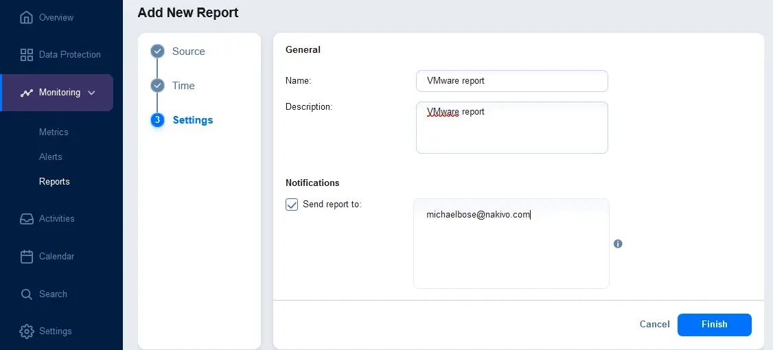 Specifying report settings