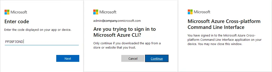 Configuring Microsoft 365 authentication and access to Microsoft Azure CLI