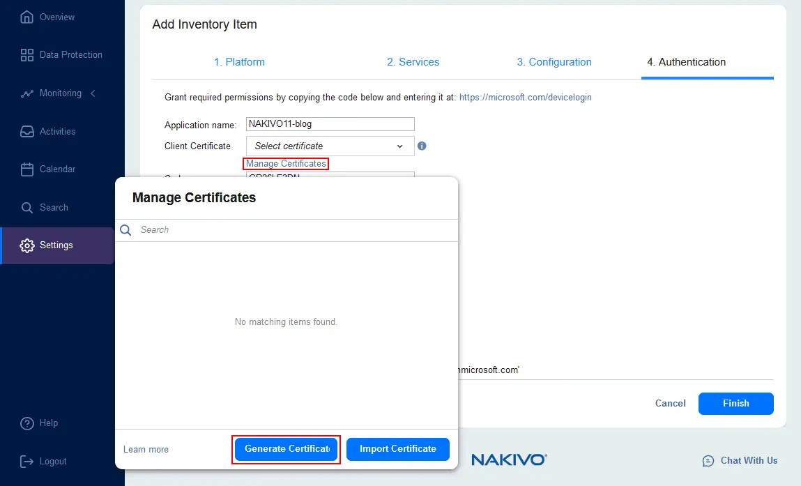 Creating a certificate for Microsoft 365 connection
