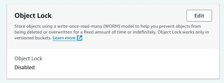 How to enable Amazon S3 object lock