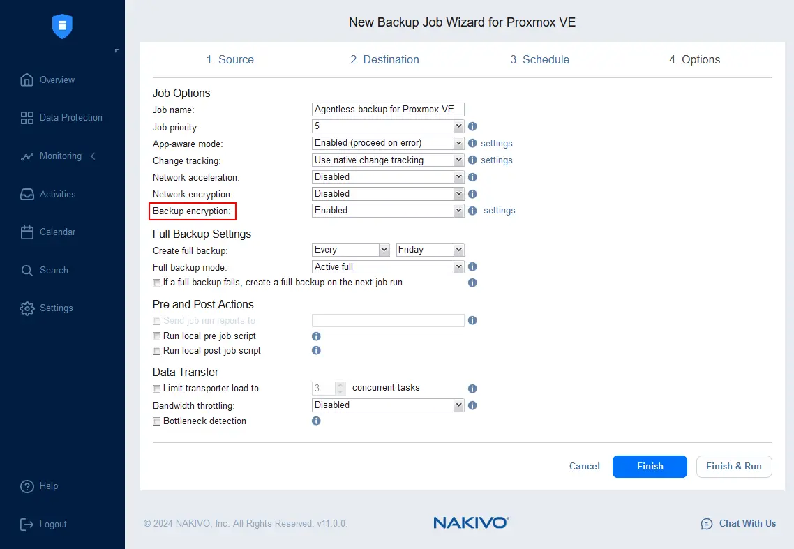 Configuring Proxmox backup options and VM encryption