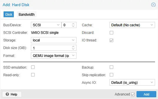 Attaching the 1-GB virtual disk