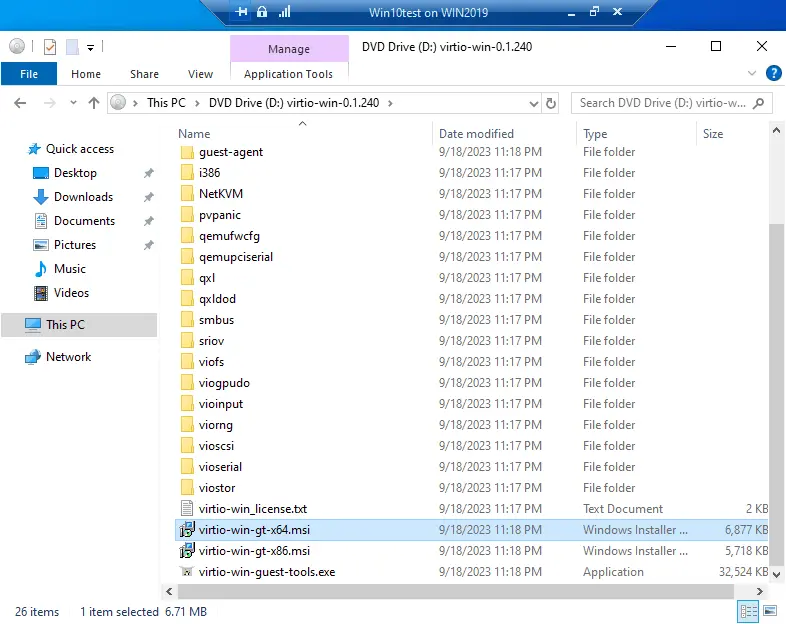 Installing VirtIO drivers in the guest OS of the source VM