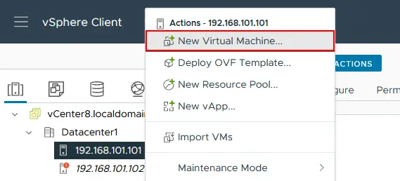 Création d'une nouvelle machine virtuelle avec VMware vSphere Client