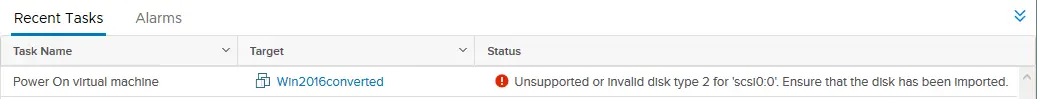 VMDK must be converted to the ESXi format